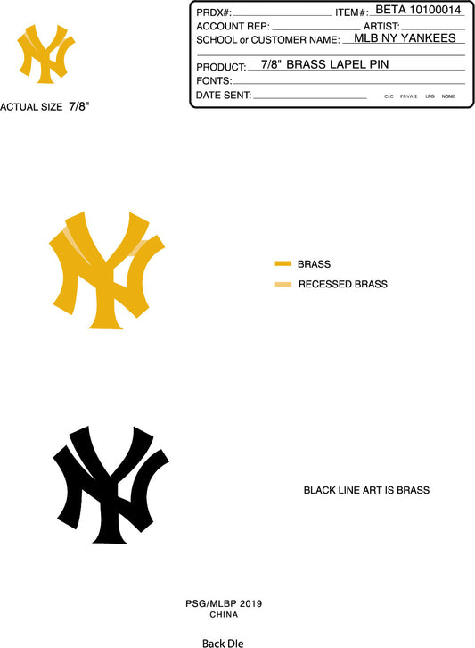 New York Yankees Lapel Pin Ny Gold Cutout - BETA10100014