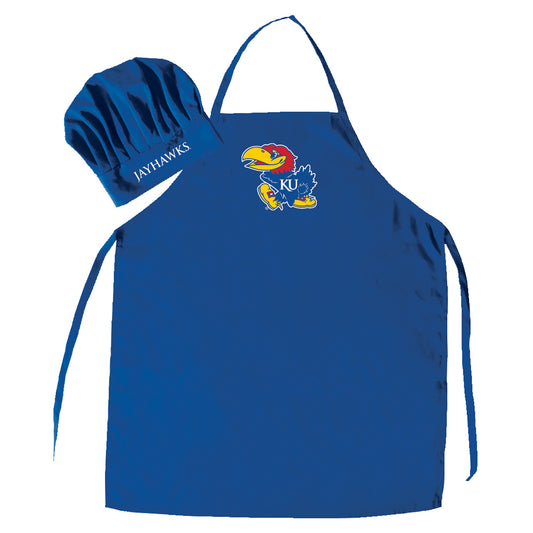 Kansas Jayhawks Apron & Chef Hat Set Blue - PSGLS0279367