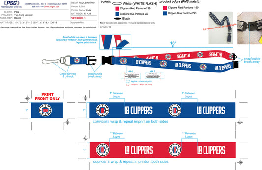 Los Angeles Clippers Lanyard Two-tone C - PSGLS0456710