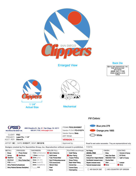 Los Angeles Clippers Lapel Pin Hwc 1979 - PSGLS0456807