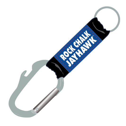 Kansas Jayhawks Keychain Carabiner Tagline Rock Chalk Jayhawk - PSGLS0457002