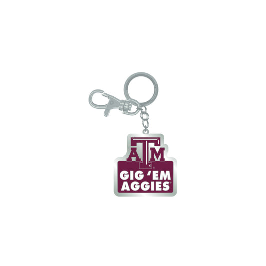 Texas A&M Aggies Keychain Zamac Tagline Gig 'Em Aggies - PSGLS0457234