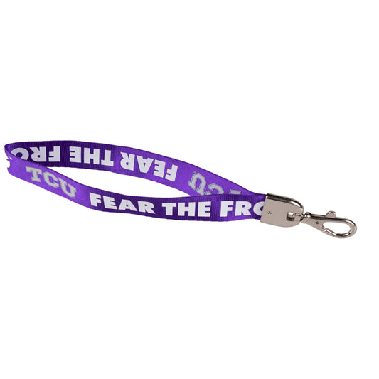 TCU Horned Frogs Wristlet Lanyard Tagline Fear The Frog Purple - PSGLS0457240