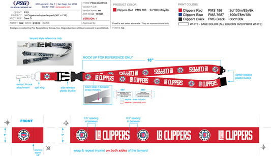 Los Angeles Clippers Lanyard Team Red C - PSGLS0466183