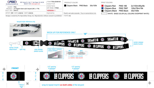 Los Angeles Clippers Lanyard Team Black C - PSGLS0466184