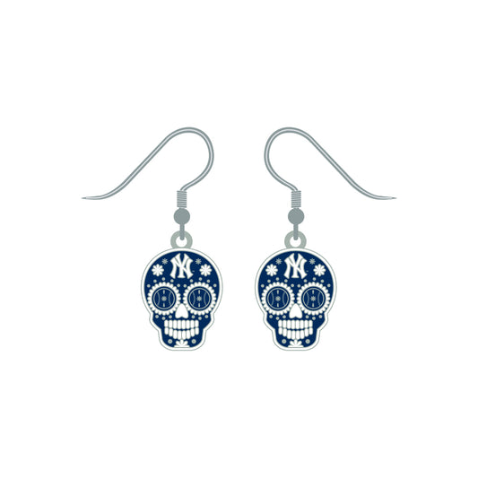 New York Yankees Earrings J-Hook Sugar Skull - PSGLS0467829