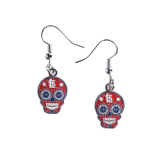 St. Louis Cardinals Earrings J-Hook Logo Sugar Skull - PSGLS0469165