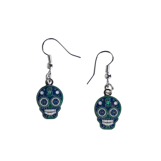 Seattle Mariners Earrings J-Hook Logo Sugar Skull - PSGLS0469167