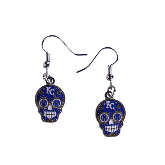 Kansas City Royals Earrings J-Hook Logo Sugar Skull - PSGLS0469169