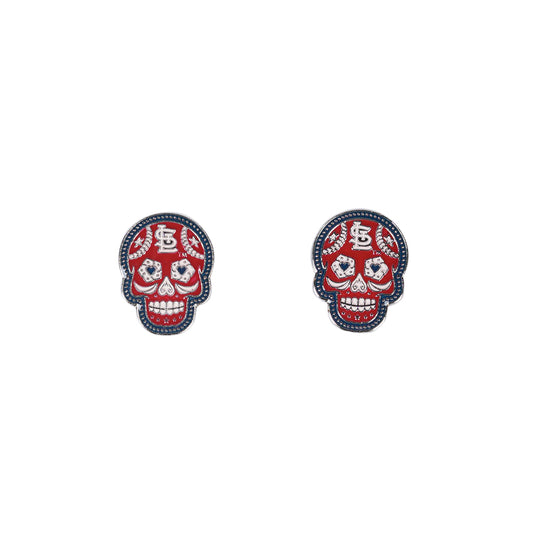 St. Louis Cardinals Earrings Post Sugar Skull - PSGLS0469176